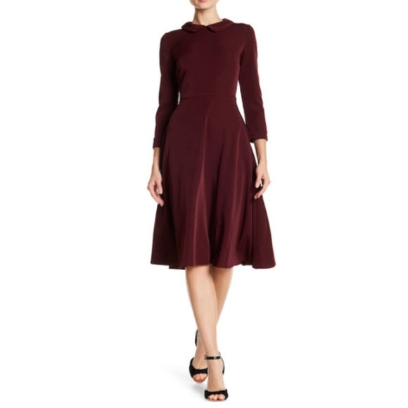 burgundy peter pan collar dress